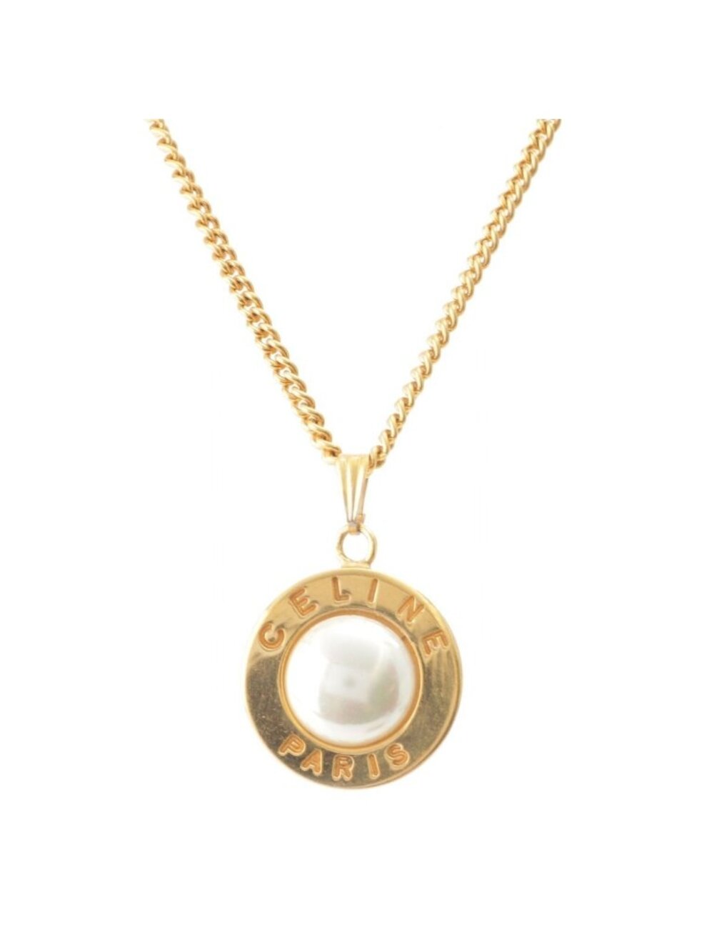 Celine Faux Pearl Necklace Gold - Picture 1 of 7